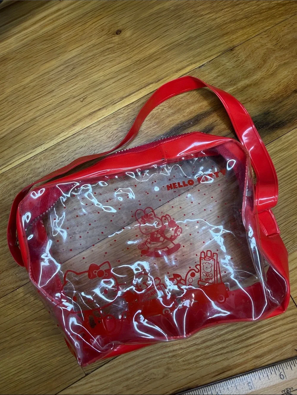 Vintage 1976 Sanrio Hello Kitty Clear Vinyl Art Supply Case Pouch Japan